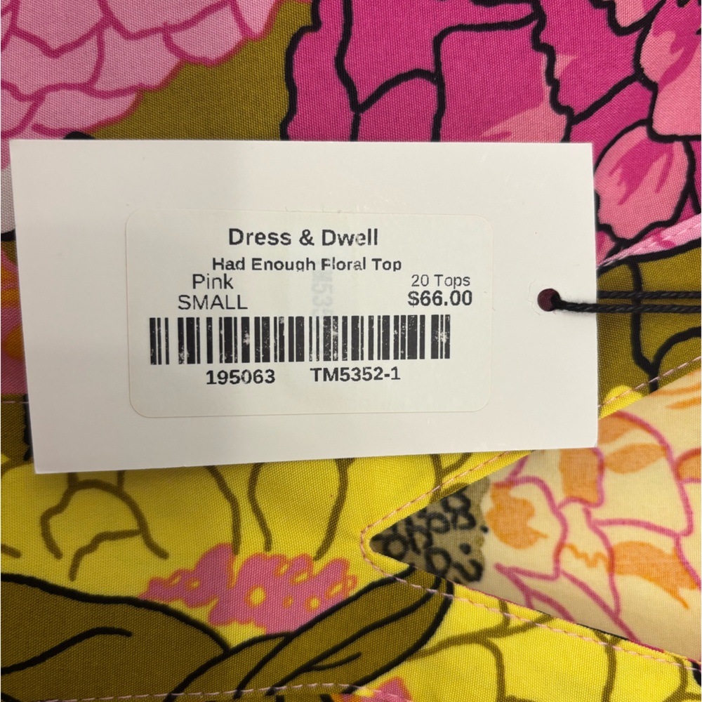 THML Pink Yellow Floral Puff Sleeve Blouse - Picture 6 of 6